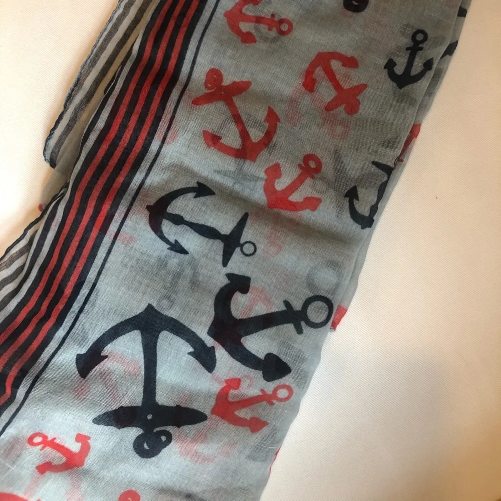 Blue and red anchor scarf from 2 Chic - Picture 2 of 3